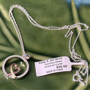 NWT Swarovski Crystals Brilliance SISTER Best Friend Heart Pendant Silver Plate